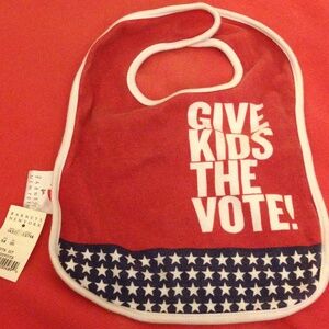 Barney's New York kids bib Vote cotton knit NWT gift toddler